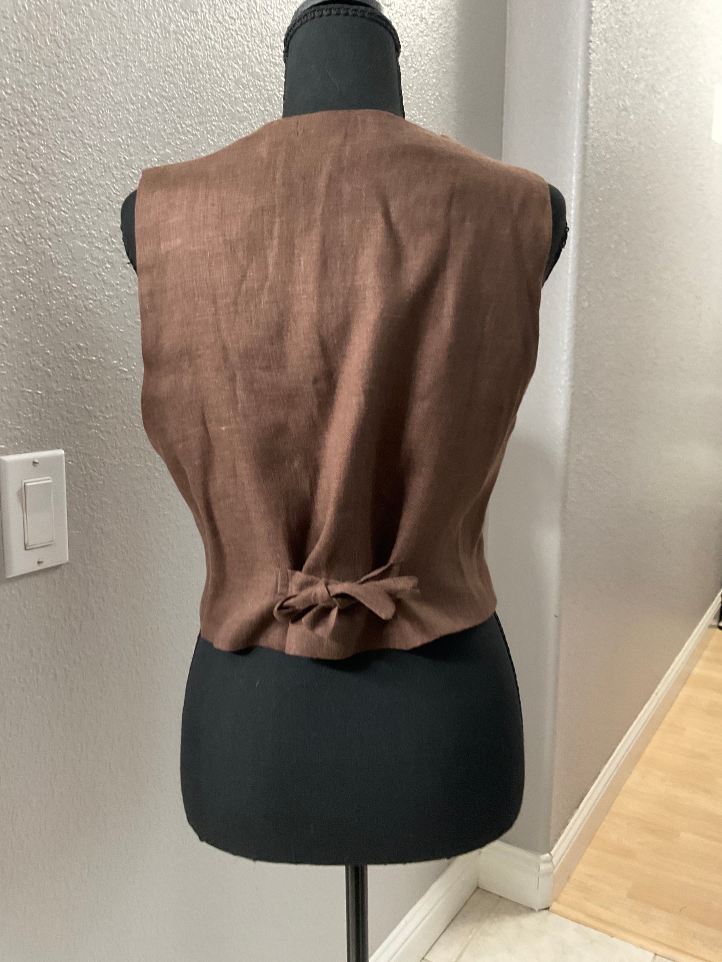 Little Women Atelier Brown Linen Vest Size S