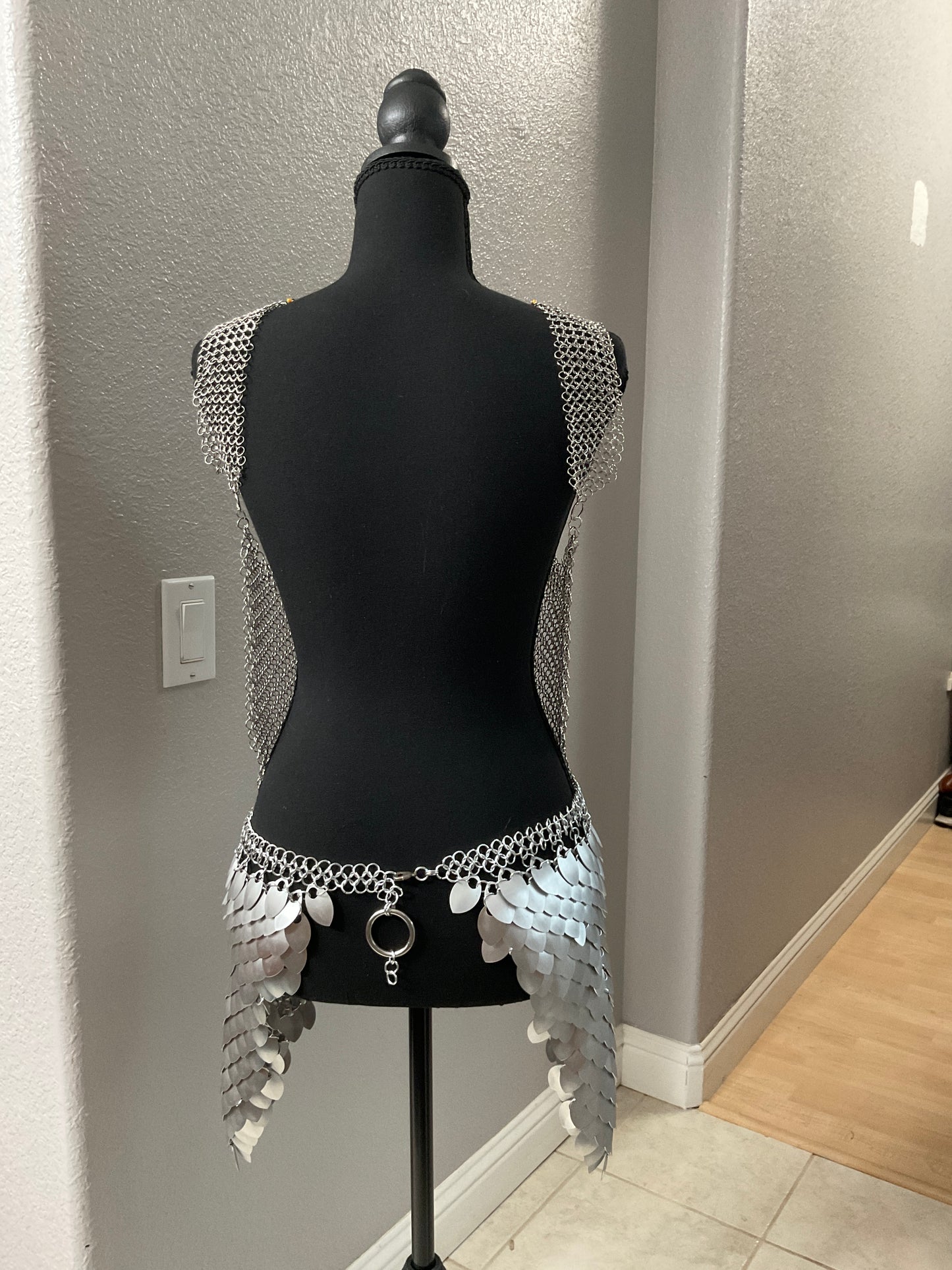Silver Chainmail Open Back Top