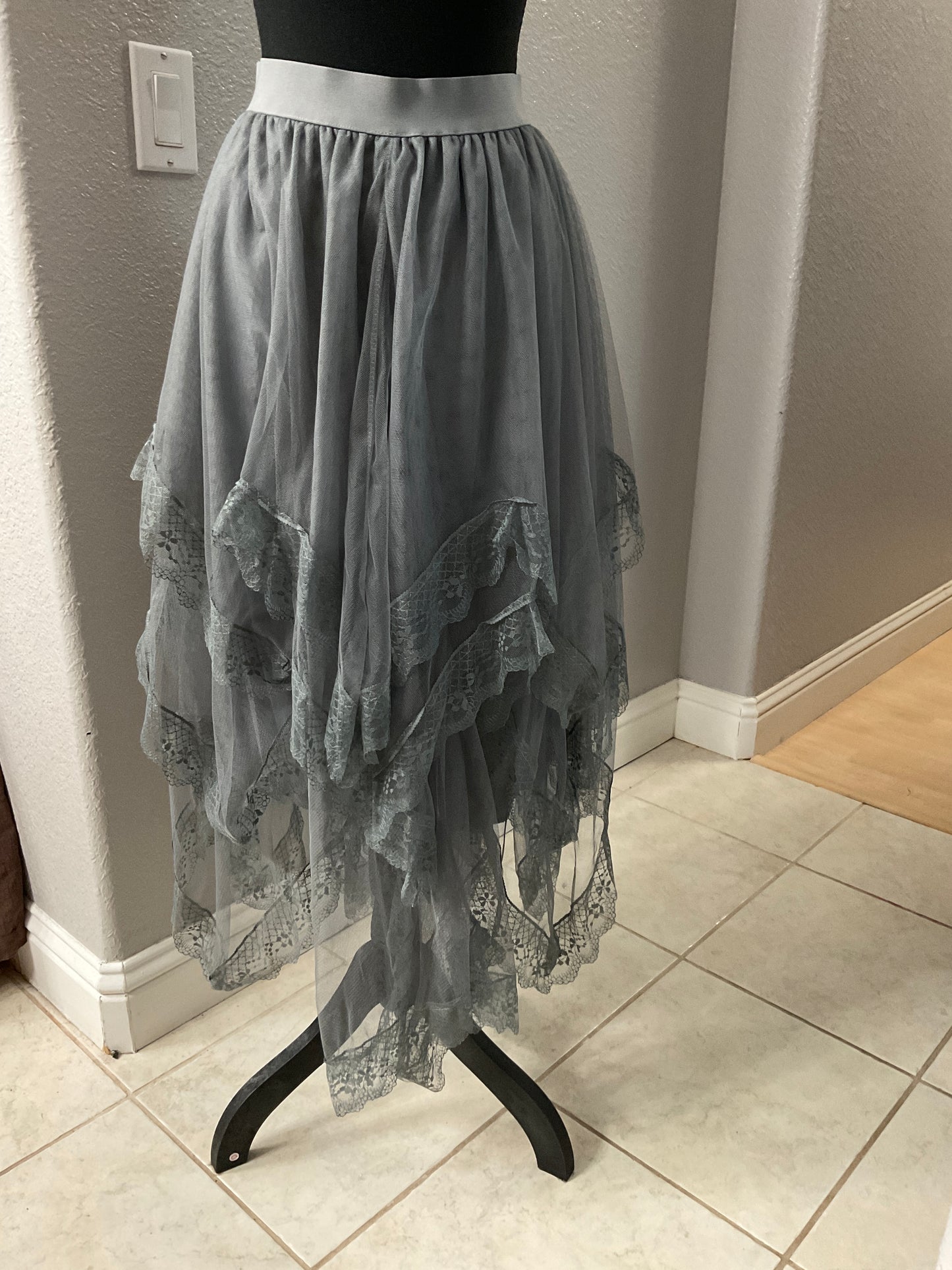 Grey Lace Sheet Skirt Size S/M