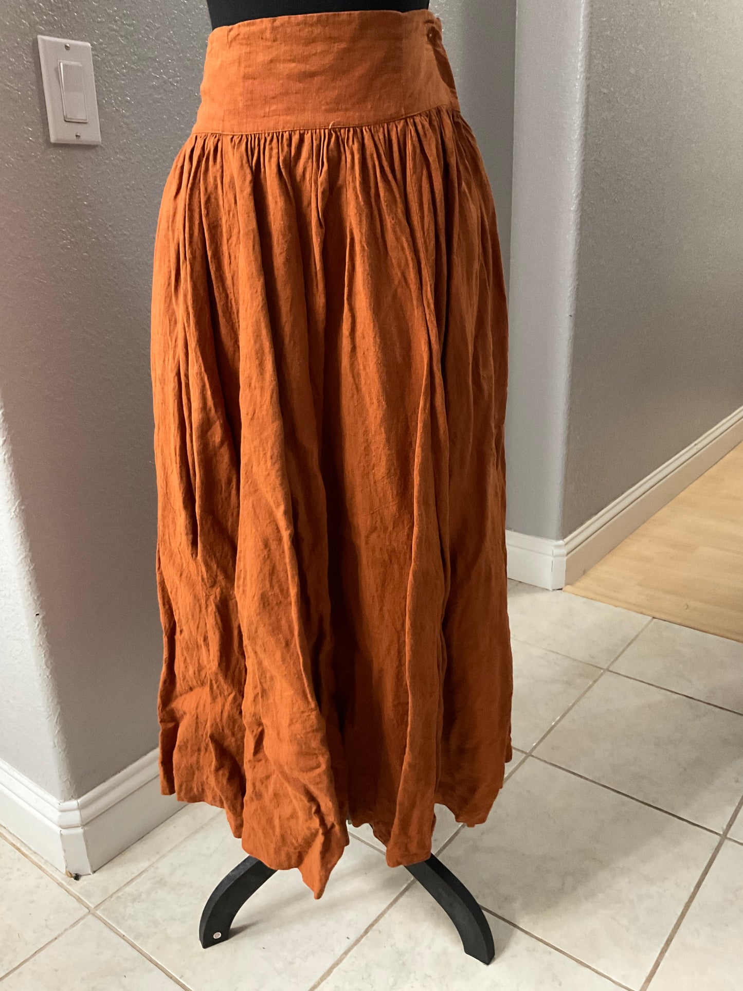 Cotton Skirt in Brown & Rust Size S/M