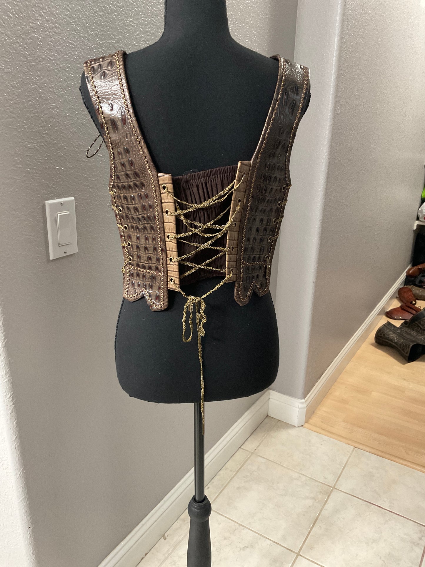 Gold Ornate Leather Bodice