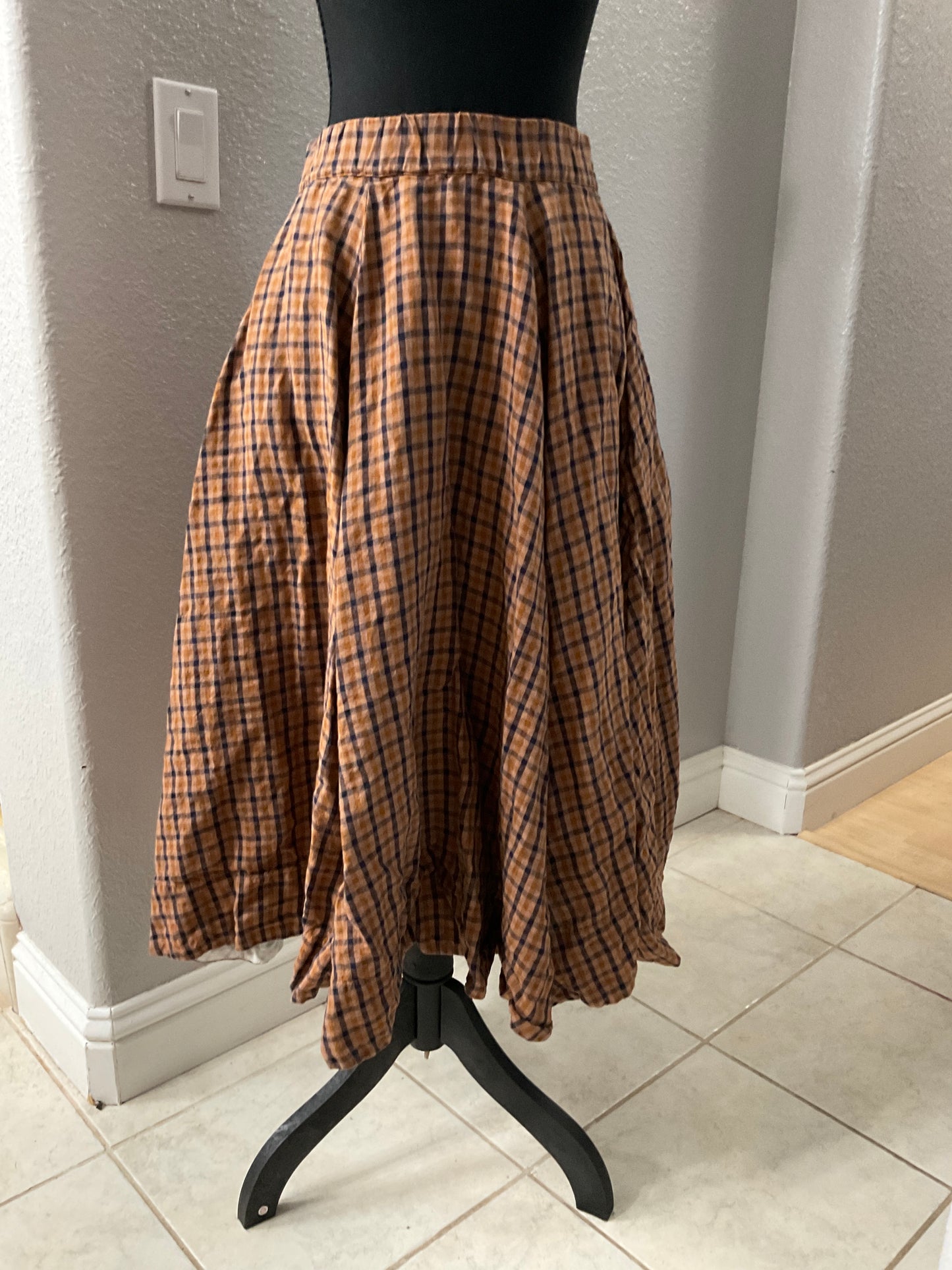 Son de Flor Brown Plaid Skirt Size S