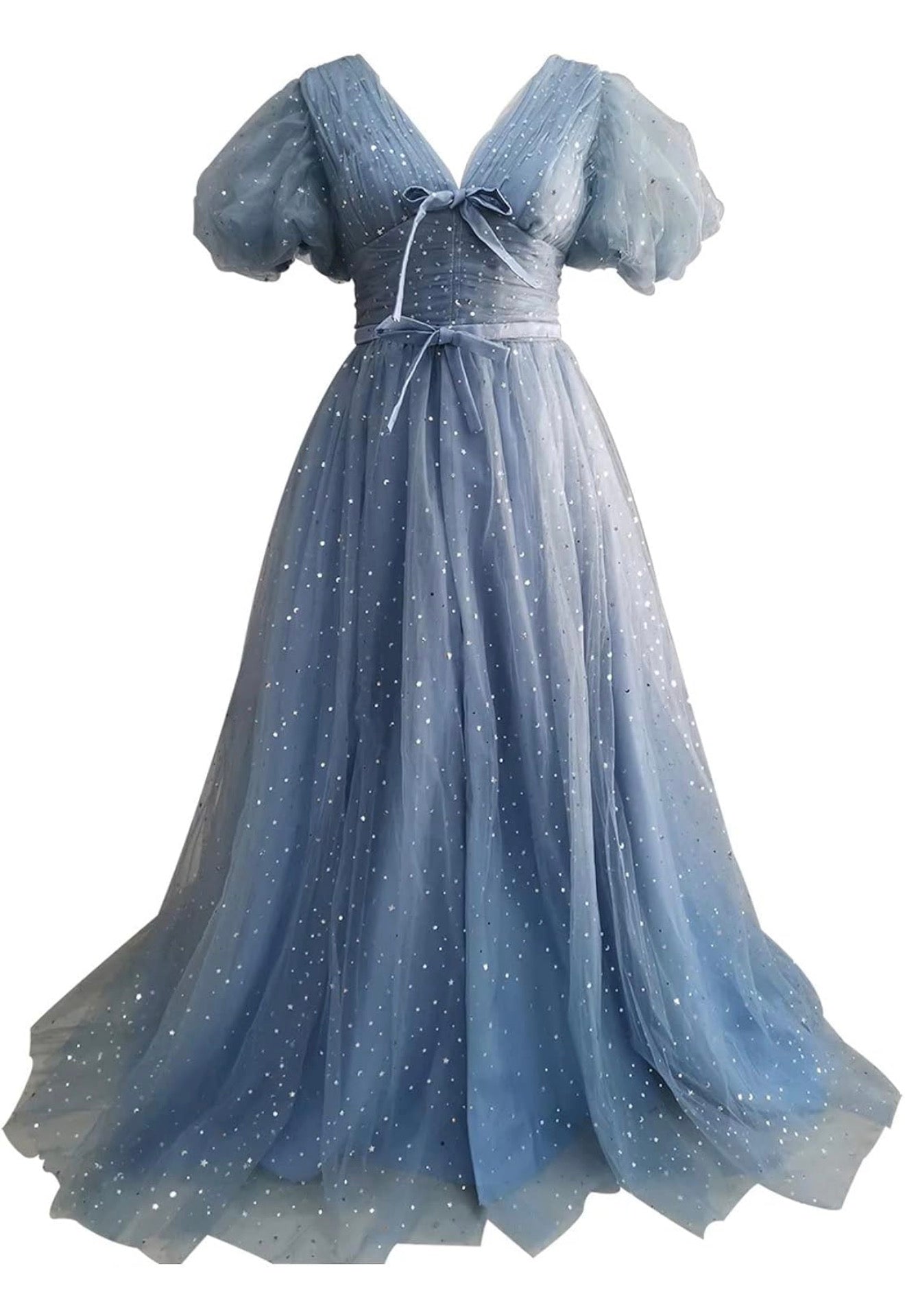 Amazon Blue Tulle with Silver Stars