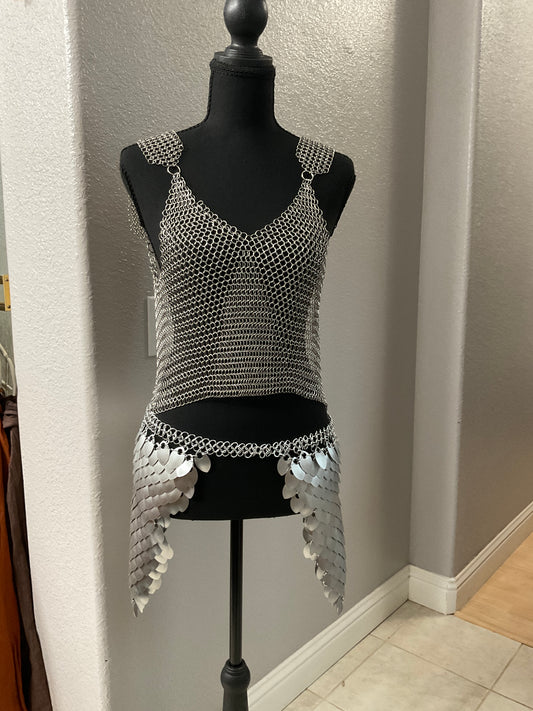 Silver Chainmail Open Back Top