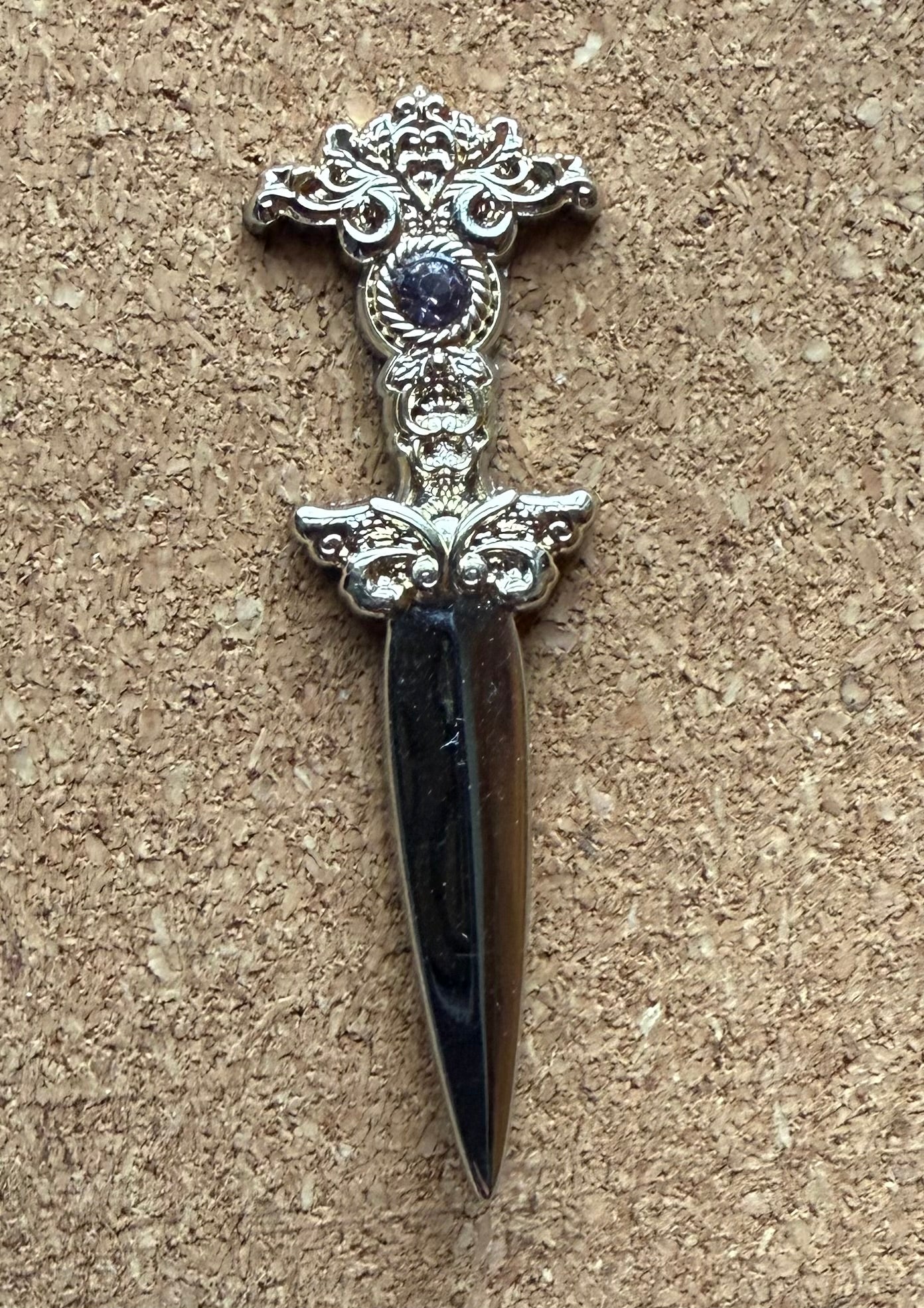 The Sorceress bronze purple pin