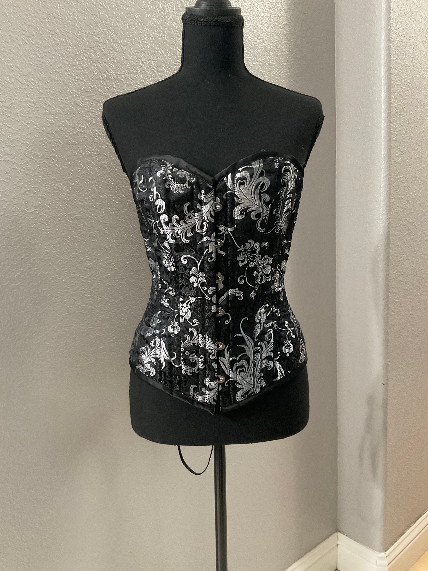 Silver and Black Corset Size S/M
