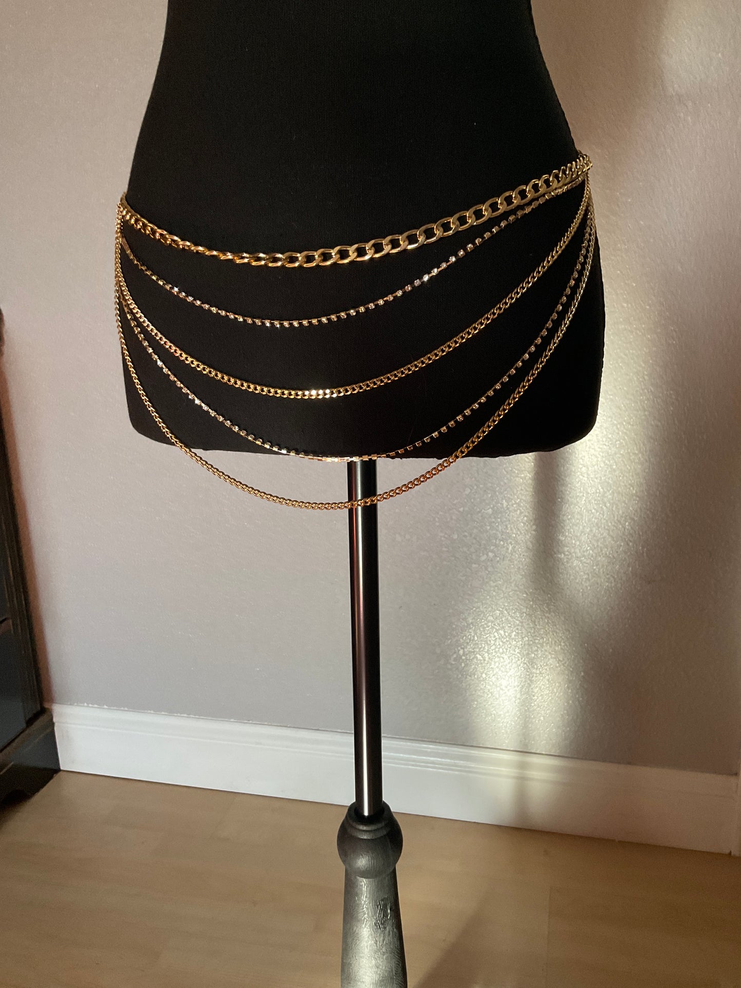 Gold Crystal and Chain Belt