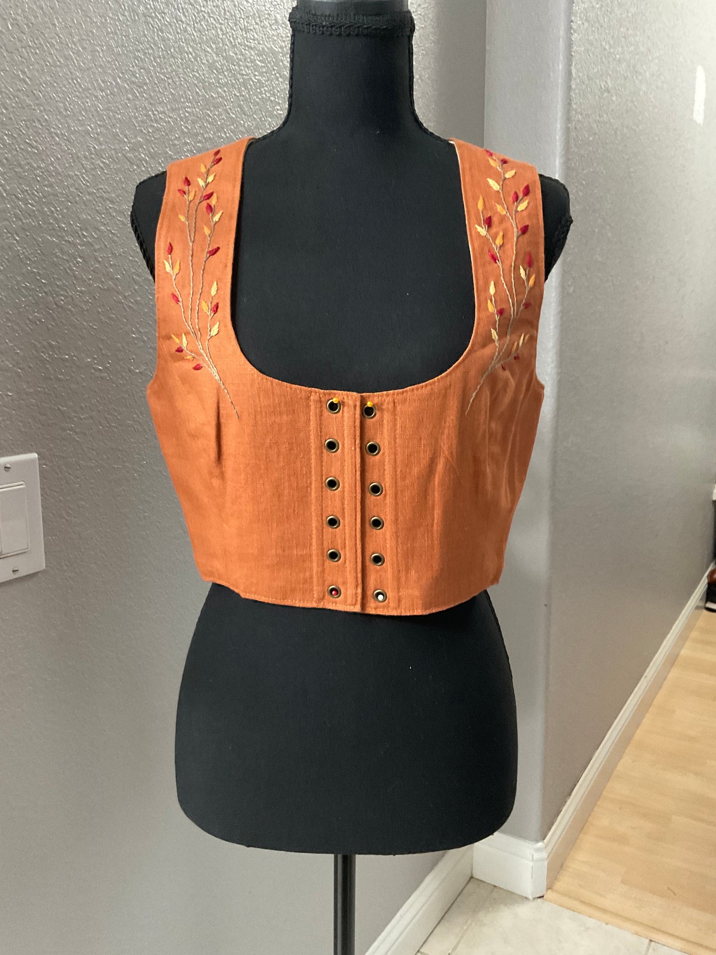 Walking Through Woodlands Lace Front Vest Cinnamon Size M