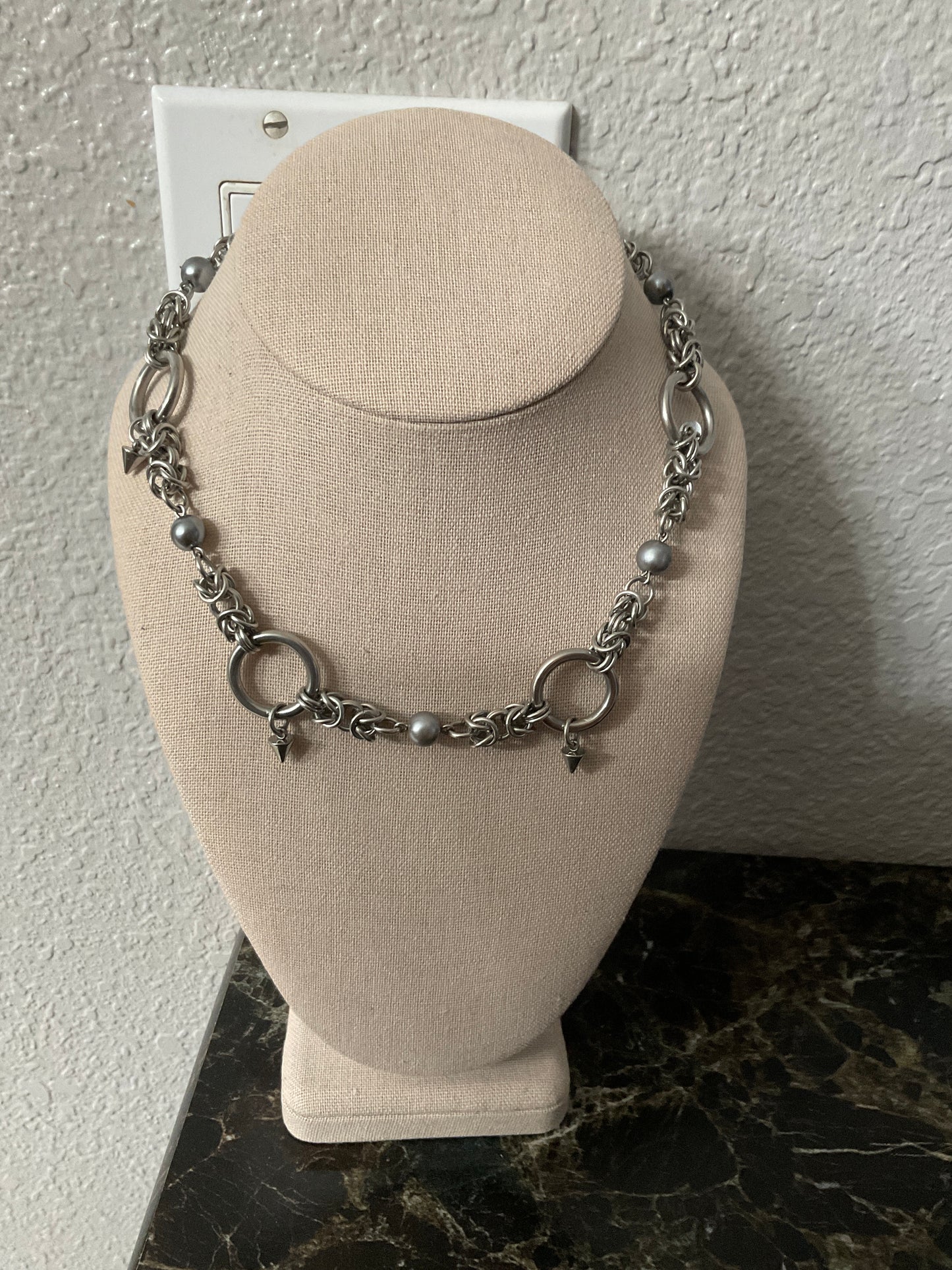 Silver Chain & Hoop Necklace