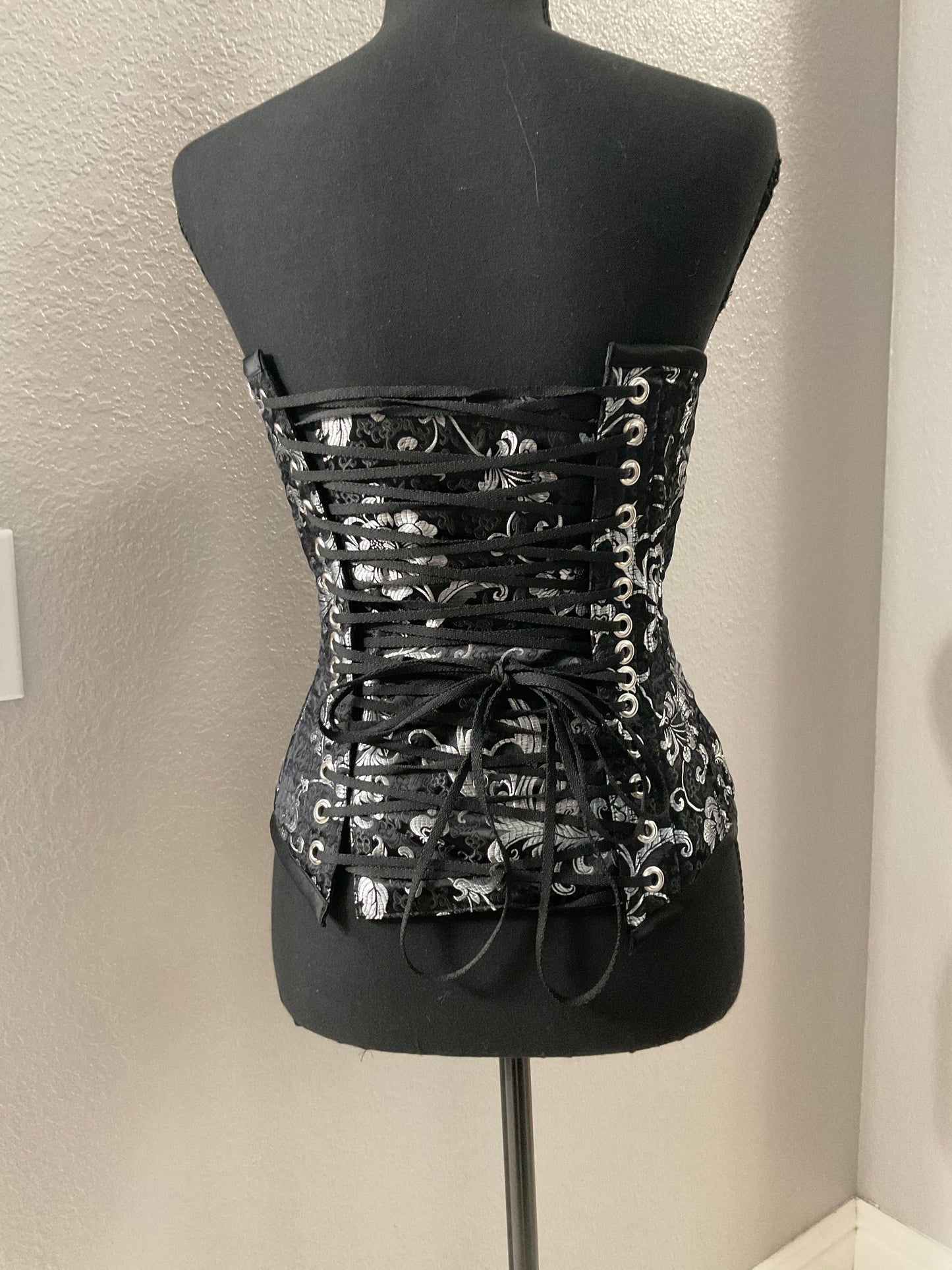 Silver and Black Corset Size S/M