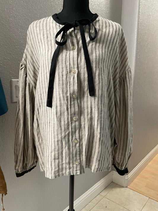 Son de Flor Linen Striped Top Size M