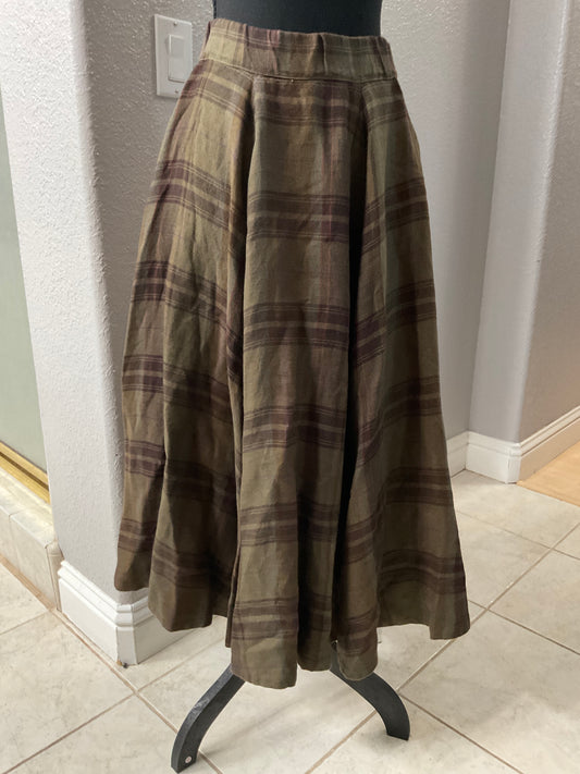 Son de Flor Linen Plaid Skirt Size XS
