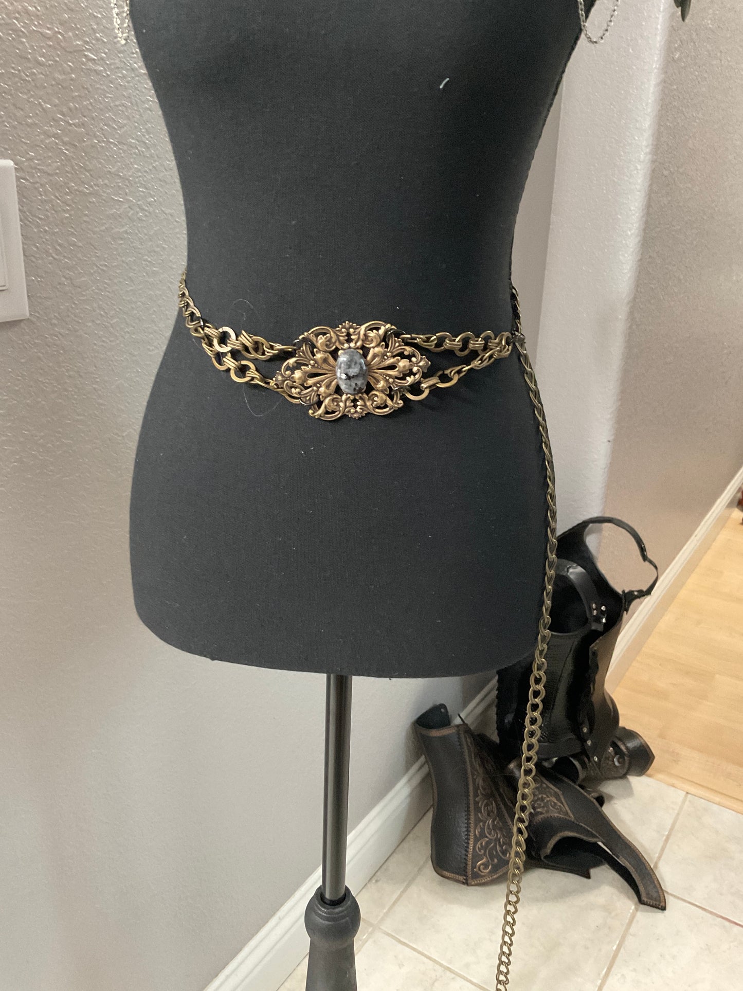 Brass & Floral Belt