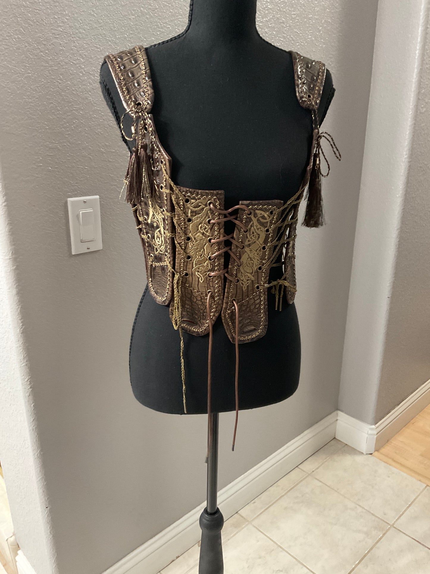 Gold Ornate Leather Bodice