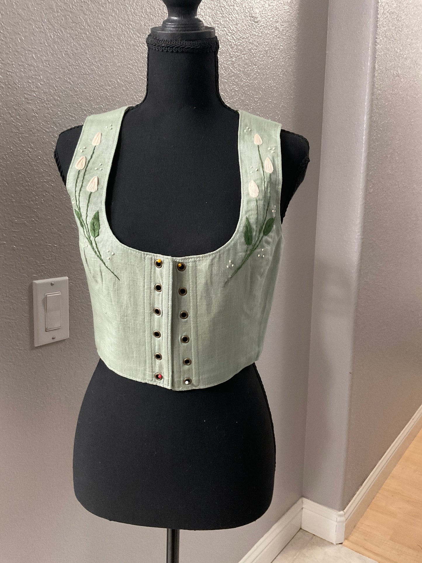 Walking Through Woodlands Lace Front Vest Sage Green Size S/M