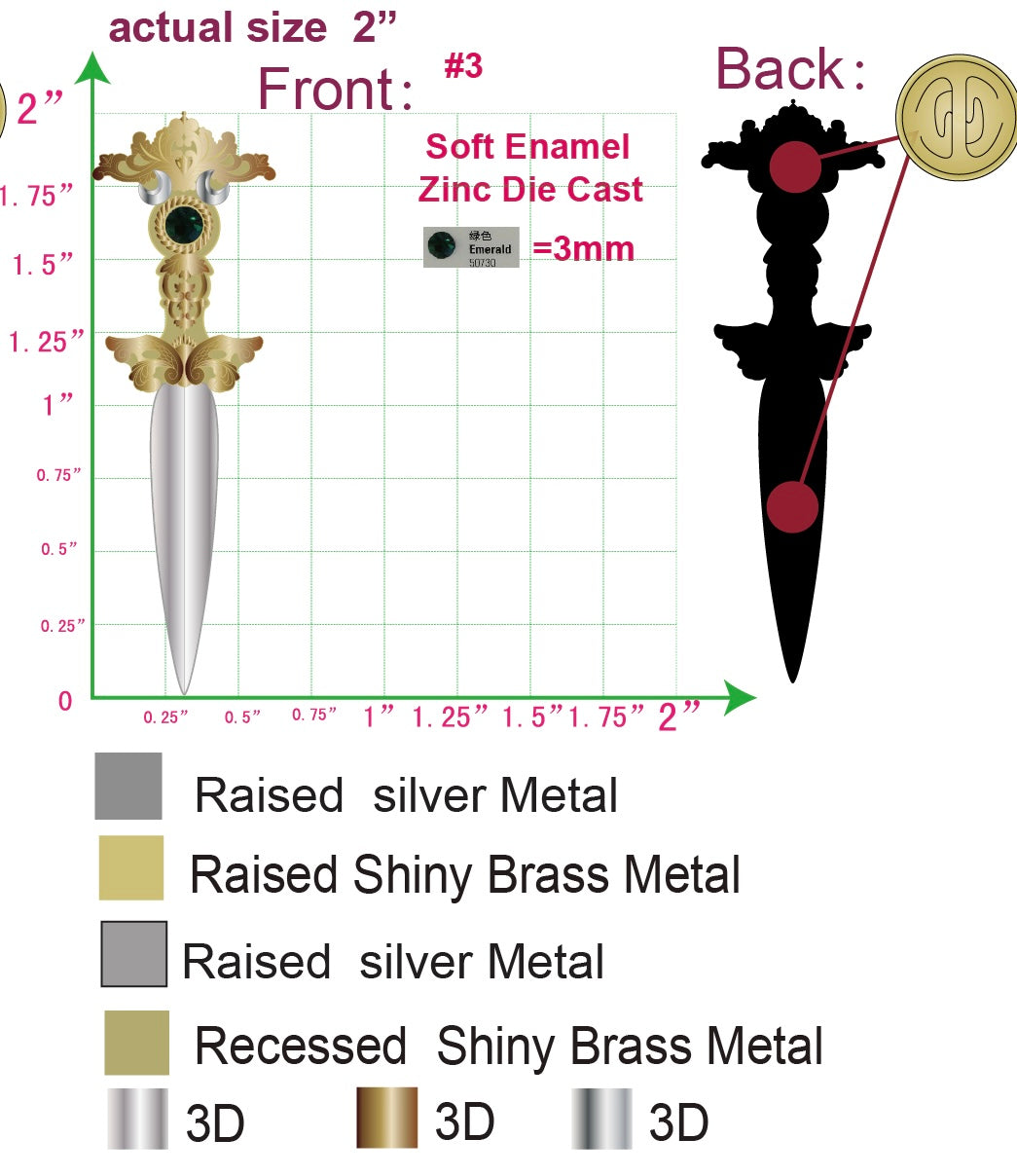 The Sorceress brass pin