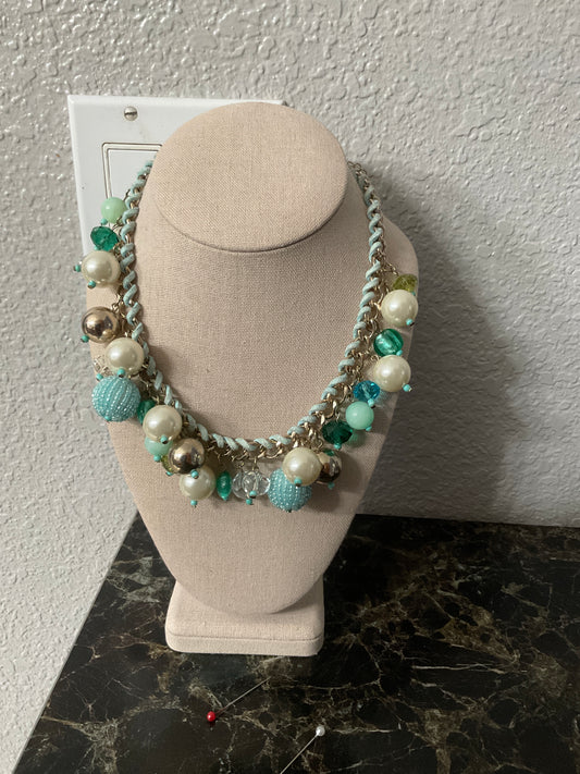 Silver & Blue Bauble Necklace