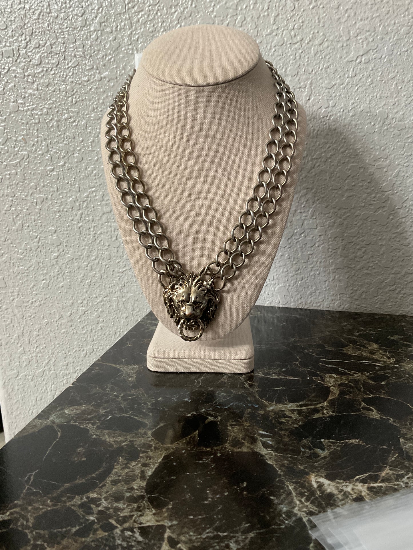 Silver Lion Pendant Necklace