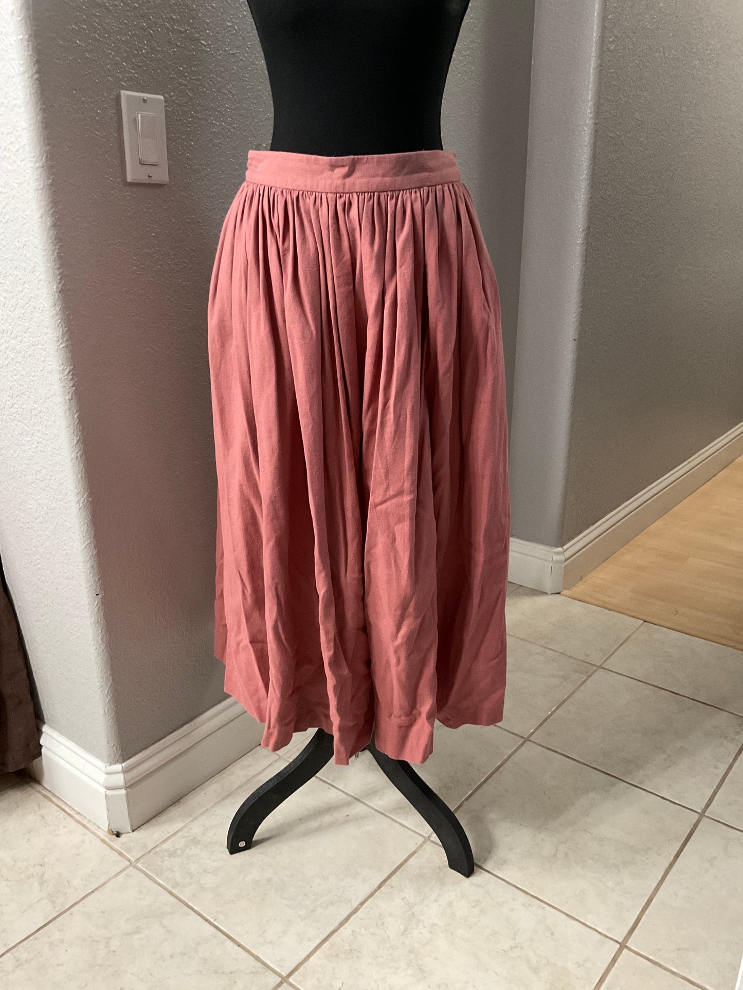 Hearts and Found Linen Skirt Dusty Pink and Marigold Size M