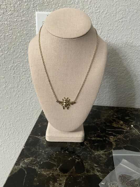 Gold Bee Pendant Necklace