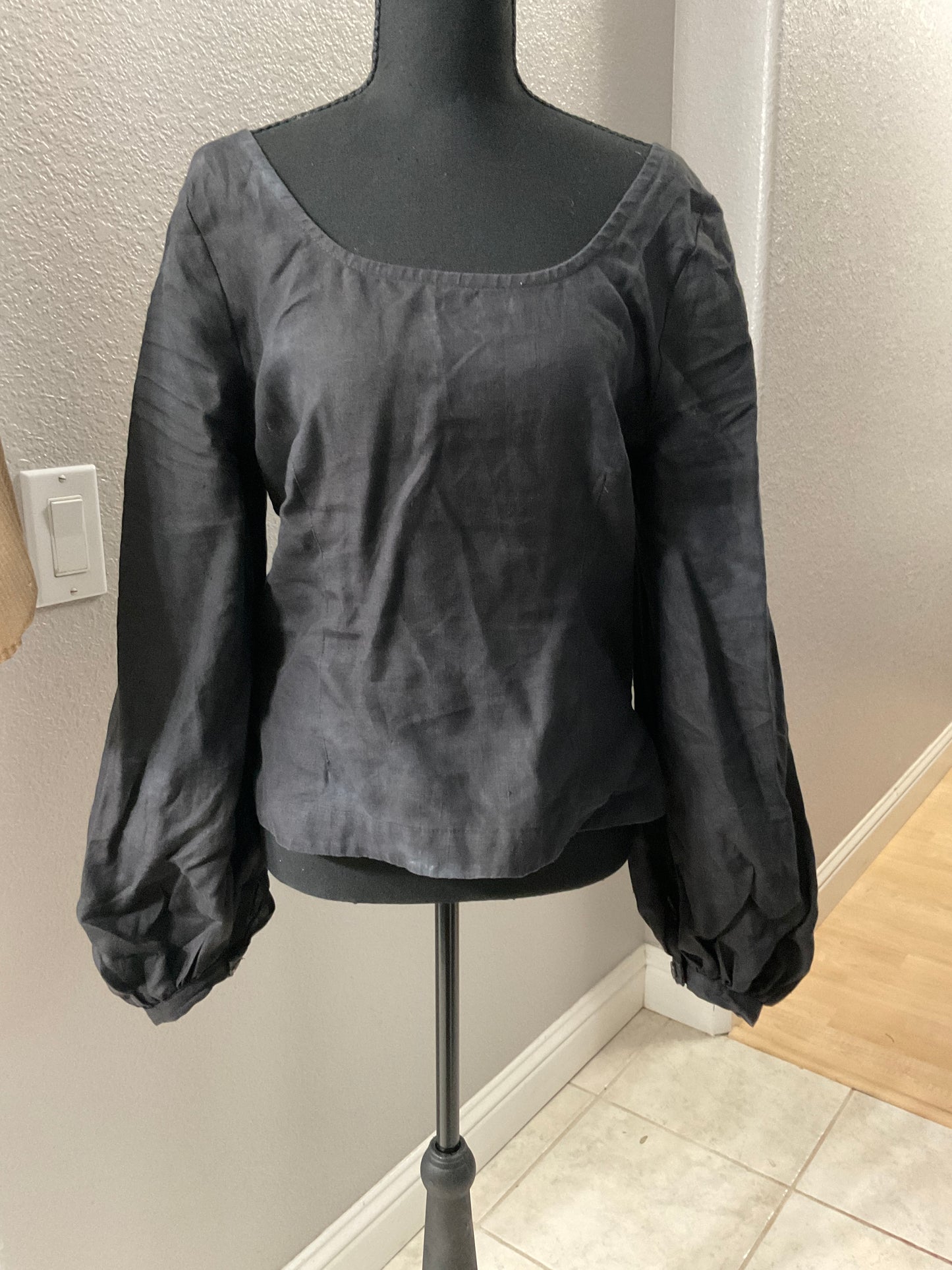 Son de Flor Black Linen Top Size M