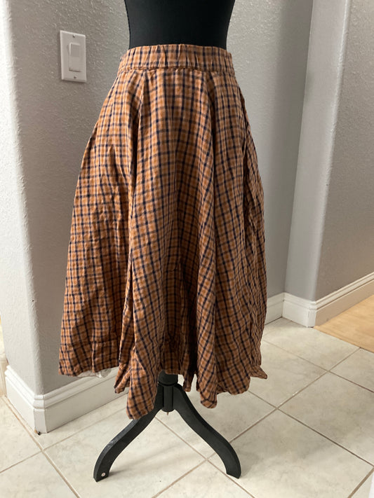 Son de Flor Brown Plaid Skirt Size S