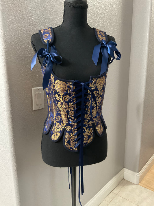 Blue & Gold Brocade Stays Size M/L