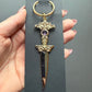 The Sorceress bronze with purple crystal keychain